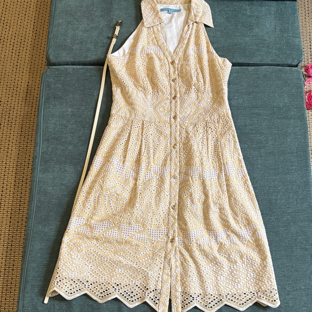 ANTONIO MELANI Cream Sleeveless Midi Dress